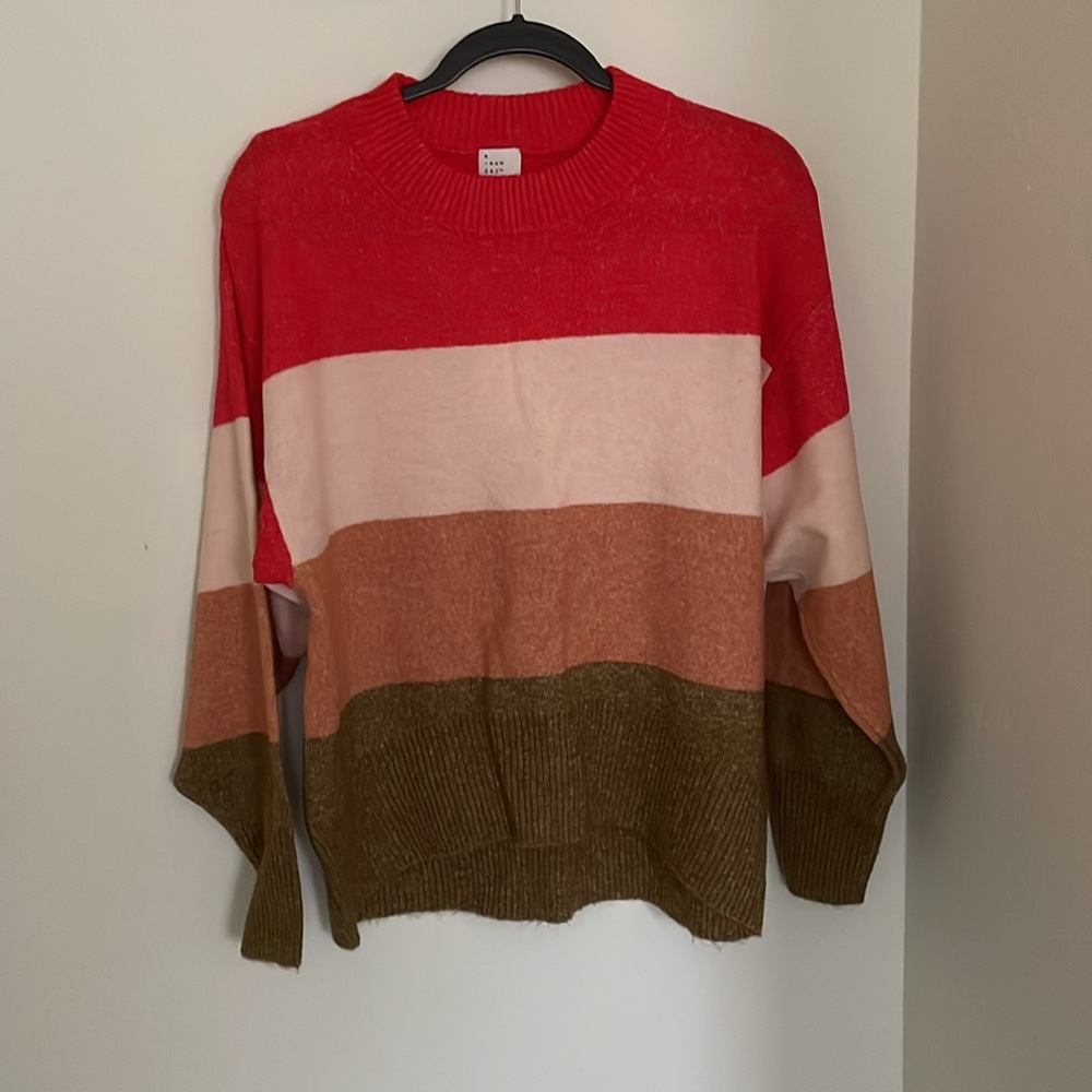 A New Day Oversized Striped Colorblock Knit Sweater